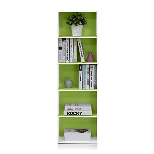 LUDER Book Shelf (White/Green / 5-Tier)