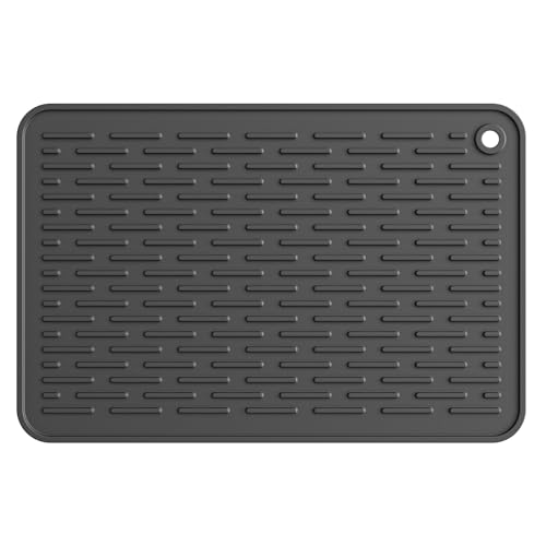 Silicone Dish Drying Mat for Kitchen Counter (Black / 8" x 12")