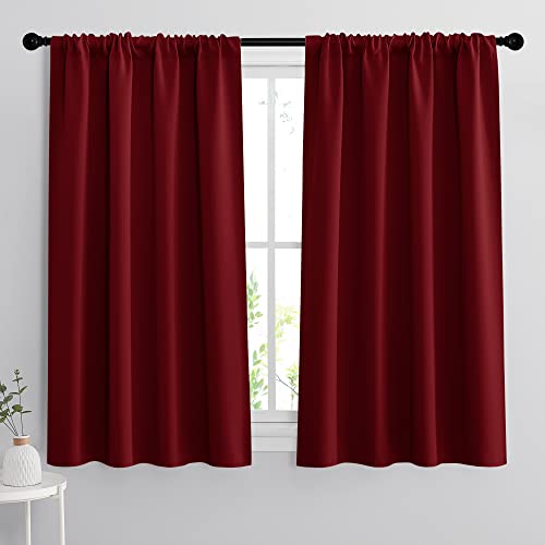 54 inch Blackout Curtains for Living Room Bedroom (Burgundy Red / 42"W x 54"L (Pack of 2))
