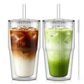 Double Wall Glass Tumbler (Ribbed-2PCS)