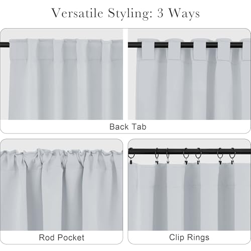 60% Light Blocking Curtains 96 inch Long (Greyish White / 52"W x 96"L (Pack of 2))