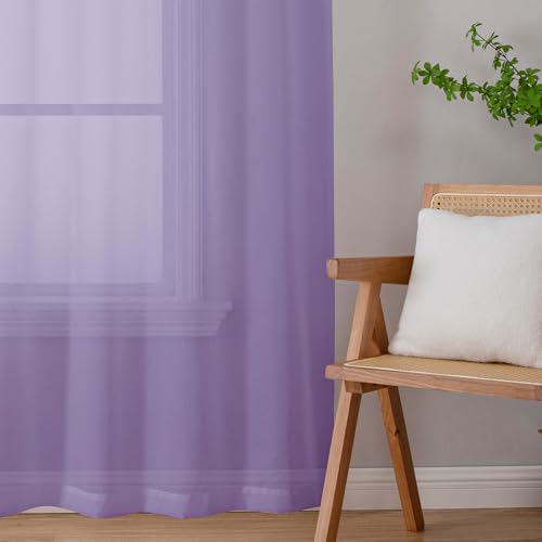 Lavender Sheer Curtains 90 Inches Long 2 Panels Set (Lavender / 42"W x 90"L (Pack of 2))