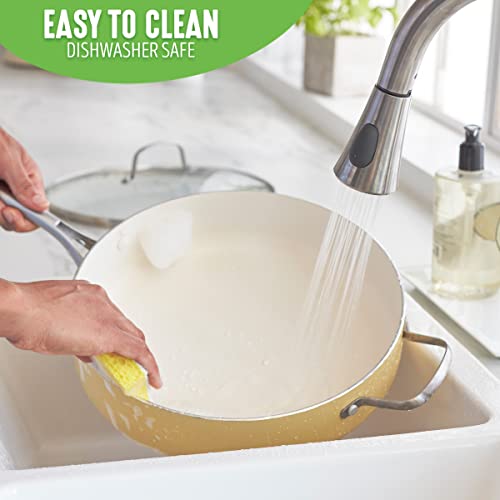 Artisan Healthy Ceramic Nonstick (Yellow / 5QT Saute Pan Jumbo Cooker / Induction)