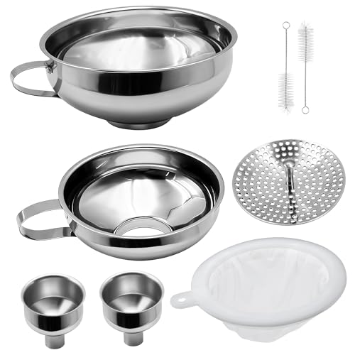 6 Pack Stainless Steel Canning Funnel for Filling Mason Jar with Mesh Strainer