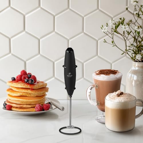 Powerful Milk Frother Wand With Duracell Batteries (Charcoal Elite / Z1 Motor + Batteries)