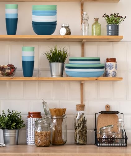 32 Piece Plates and Bowl Set for 8 (Blue / Service For 8)