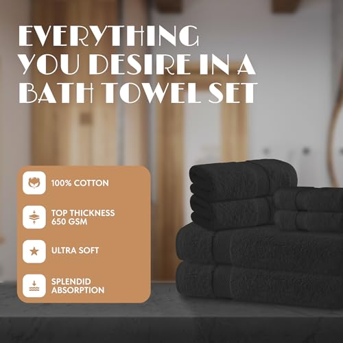 Black Bath Towel Set of 6 (Black / Bath Towel Set)