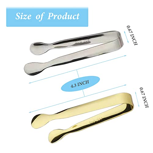 6PCS Ice Tongs Mini Sugar Tongs 4.25Inch Tong for Serving Food Small Serving Tong (6PCS Silver and Gold)