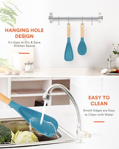 Cooking Spoon and Rice Scooper for Nonstick Cookware (Turquoise)