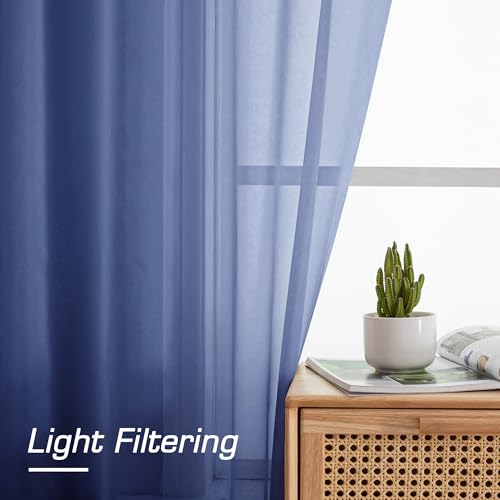 Sheer Curtains 84 Inches Long 2 Panels Set for Bedroom Living Room (Royal Blue / 42"W x 84"L (Pack of 2))