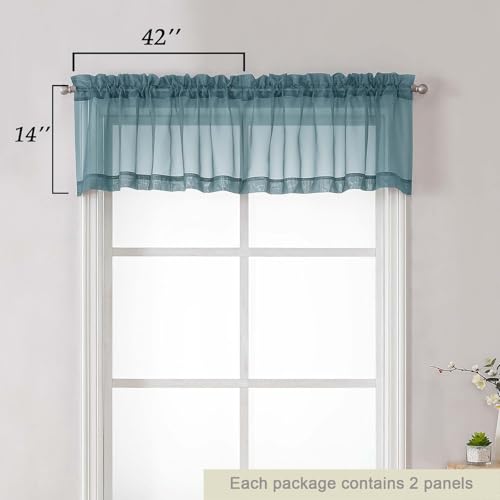 Dusty Blue Valances for Windows (Dusty Blue / 42"W x 14"L (Pack of 2))