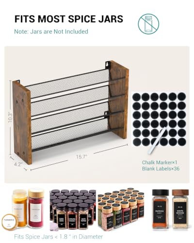 Spice Rack Organizer for Cabinet (Holds 32 Jars, 15.7"W × 10.3"H)
