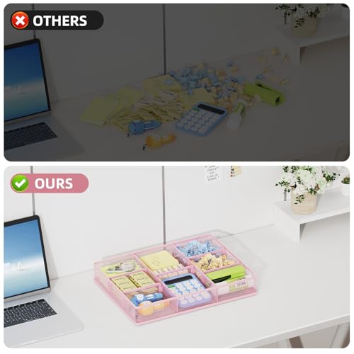 Desk Drawer Organizer (2Pack Pink / 12 x 8.5 x 1.8)