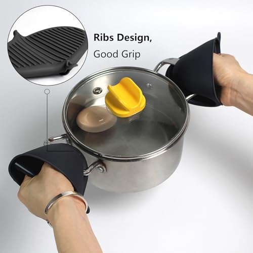 Silicone Oven Mitts Heat Resistant Pot Holder Set for Kitchens (6 Pack / Colorful)