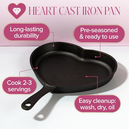 Pre Seasoned Cast Iron Heart Skillet Pan (10-Inch Skillet / Black)