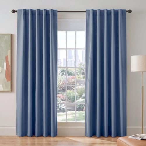 Blackout 80 inch Length Curtains 2 Panels Set (Blue Haze / 42"W x 80"L (Pack of 2))