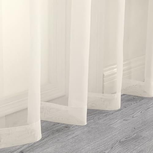 Cream Sheer Curtains 54 Inch Long 2 Panels (Cream / 59"W x 54"L (Pack of 2))