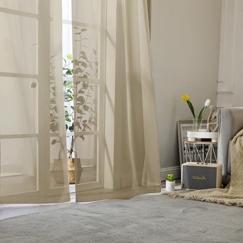 Taupe Sheer Curtains 78 Inches Long 2 Panels (Taupe / 42"W x 78"L (Pack of 2))