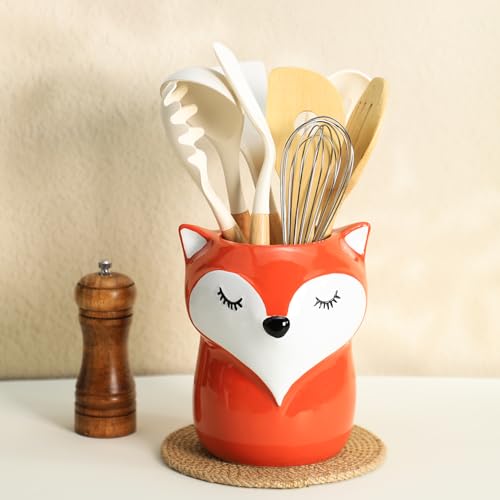 Ceramic Fox Cartoon Animal Pattern Kitchen Utensil Holder (Fox)