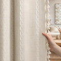 Cream 100% Boho Blackout Curtains 84 Inch 2 Panels with Tassels (Creamy White / 52"W x 84"L (Pack of 2))