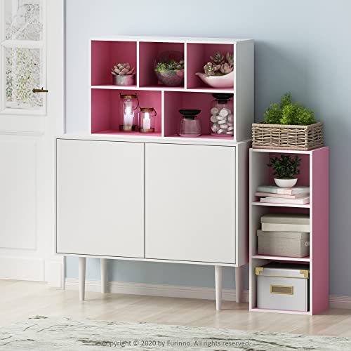 LUDER Book Shelf (White/Pink / 5-Cube)