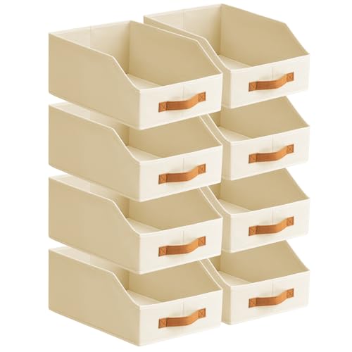 Fabric Storage Bins for Organizing (Beige / 8 Pack)