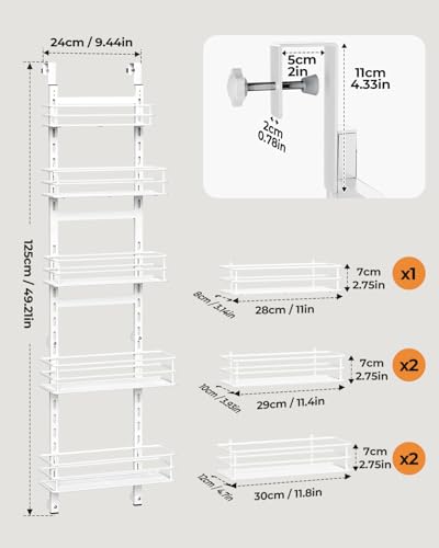 5 Tier Narrow Pantry Door Organizer (White-5)