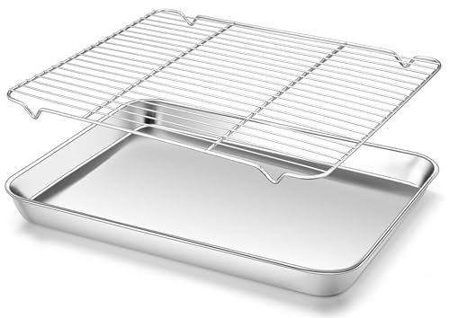 16x12 Inches Stainless Steel Baking Sheet with Wire Cooling Rack (16x12x1)