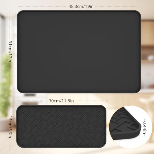 Coffee Mat 19" x 12" Silicone Coffee Bar Mat (black 19''x12'')