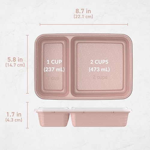 Prep - 20-Piece 2-Compartment Reusable Meal Prep Containers with Lids, PFAS & BPA Free Materials, Durable, Microwave, Freezer, & Dishwasher Safe To Go Food Storage (Sweet Pea Glitter) (Sweet Pea Glitter)