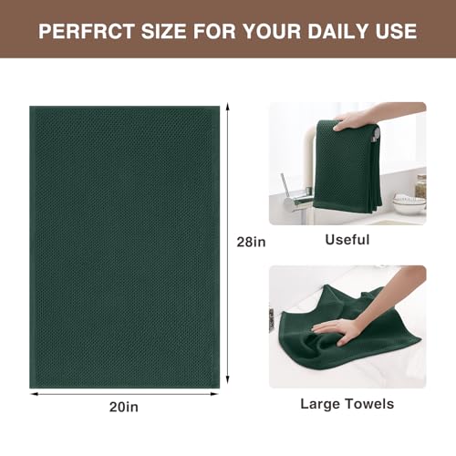 100% Cotton Oversized Waffle Weave Kitchen Towels 6 (Blackish Green / 20 X 28 - 6 Pack)
