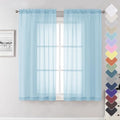 Solid Voile Sky Blue Sheer Curtains 63 Inch Length 2 Panels (Sky Blue / 40"W x 63"L (Pack of 2))