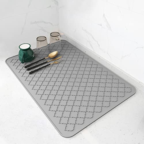 Dish Drying Mats for Kitchen Counter (Gray / 16" x 24")
