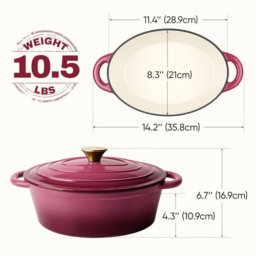 Oval Dutch Oven for Bread Baking (Rose / 4.5 QT)