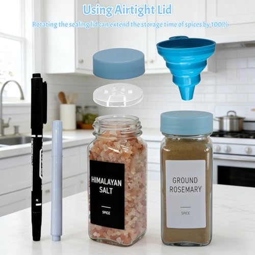 Spice Jars with Labels (Skyblue)