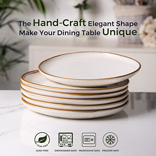 Ceramic Dinner Plates Set of 6 (Pearl White / 10.5 Inch)