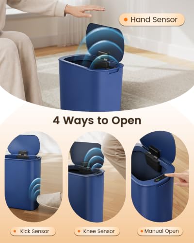 5 Gallon Automatic Bathroom Trash Can with Lid (Blue)