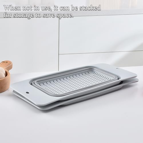 Collapsible Colander Silicone Kitchen Strainer (Gray)