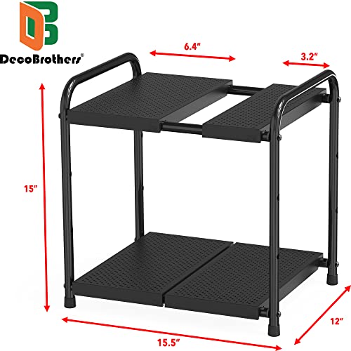 Under Sink 2 Tier Expandable Shelf Organizer (Black)