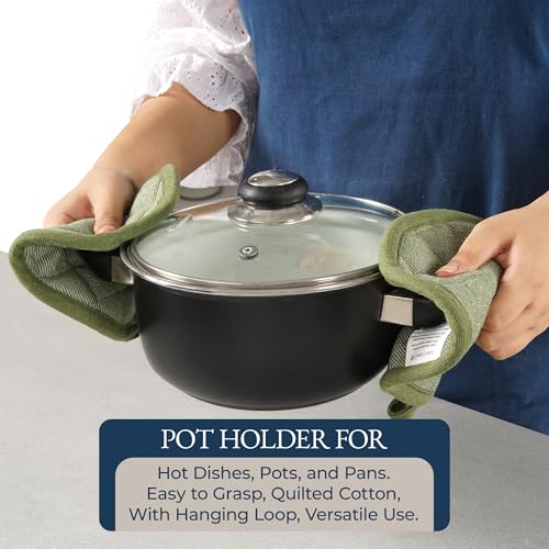 Kitchen Towel and Pot Holder Sets 20 Pc (Kitchen Linen Set of 20 / 01: Olive)