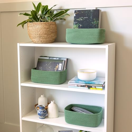 11.8"x8"x4.5” Rectangle Storage Baskets for Shelves 3 Pack (Green / 11.8" x 8" x 4.5")