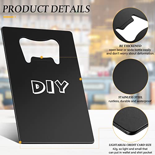 40 Pieces Credit Card Bottle Opener Stainless Steel Poker Wallet Bottle Opener for Can Be Carved for DIY Wedding Favor Groomsmen Gift (Black / Classic)