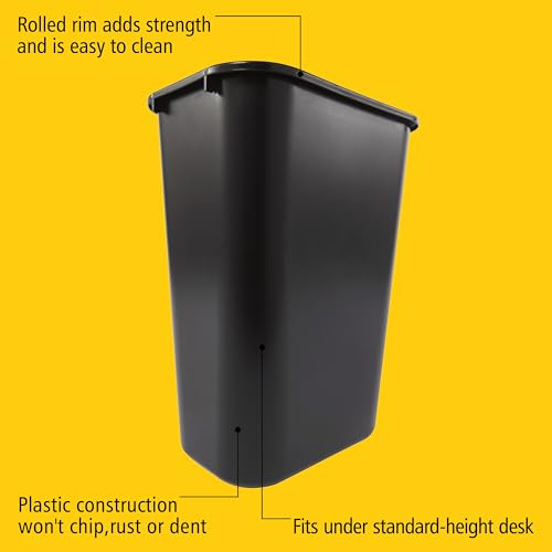 Rubbermaid Commercial Wastebasket Trash Container (10.25 Gallons / Black)