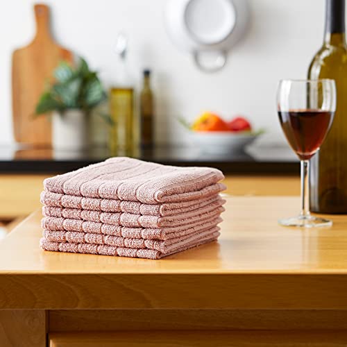 Basic Terry Collection Solid Windowpane Dishcloth Set (Pale Mauve / 12x12")