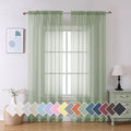 Sheer Bedroom Curtains 2 Panel Sets 84" Inch Length (40"W x 84"L (Pack of 2) / Sage Green)