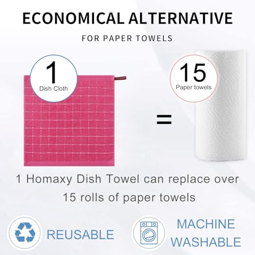 100% Cotton Terry Kitchen Towels (Rose Red / 12 X 12 - 12 Pack)
