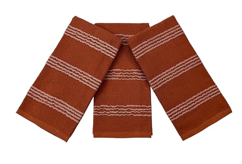 Terracotta Orange Rust Kitchen Dish Towels (Rainah Rust)