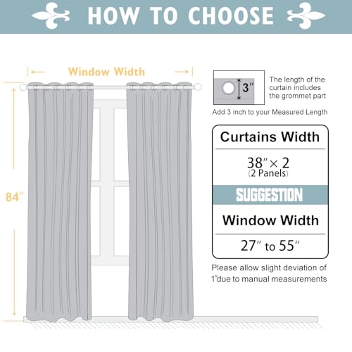100% Blackout Curtains for Bedroom 84 Inches Long 2 Panels Set (38"W x 84"L (Pack of 2) / Beige)