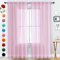 Sheer Voile Window Treatment Rod Pocket Curtain Panels for Kitchen Bedroom Living Room Drapes Sunlight Filtering Privacy Semi Home Decor Assorted (Light Pink / 52"W x 54"L (Pack of 2))