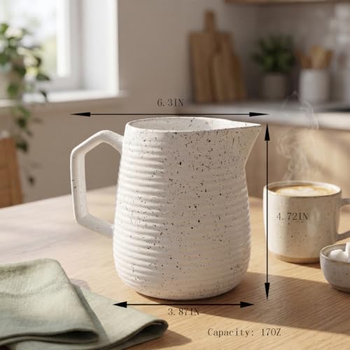 Japanese Style17oz Ceramic Creamer Pitcher (White)
